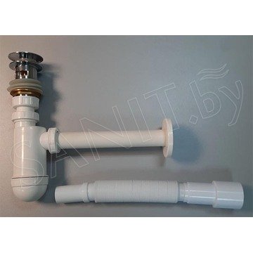 Сифон для умывальника Alcaplast с металлическим донным клапаном Roxen PD02 (chrome) без перелива и гофрой