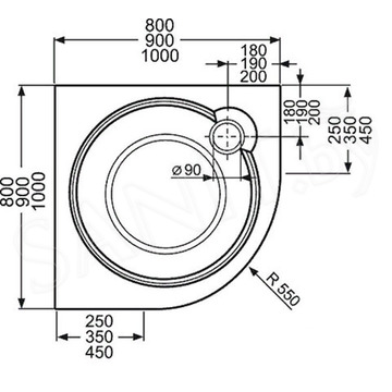 Душевой уголок Roth (Roltechnik) Tower Line TR2/90 DP + поддон Tahiti-M + сифон