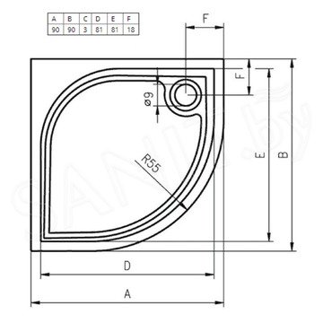 Душевой уголок Roth (Roltechnik) Tower Line TR2/90 DP + поддон Riho DB14 + сифон