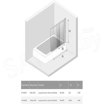 Душевая шторка на ванну New Trendy Sensi P-0037 / P-0038