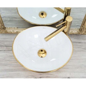 Умывальник Rea Sofia Gold/White U0456 / Mini U6334