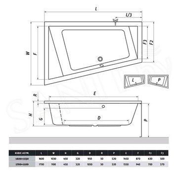 Акриловая ванна Roth (Roltechnik) Kubic Asymmetric
