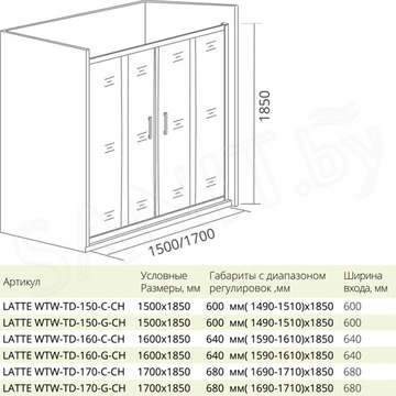 Душевой уголок Good Door Latte WTW-TD + SP G-WE 160