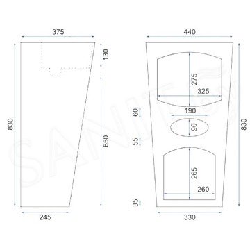 Умывальник Rea Aris Marble U6906