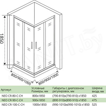 Душевой уголок Good Door Neo CR C-CH