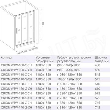 Душевой уголок Good Door Orion WTW + SP C-CH 100