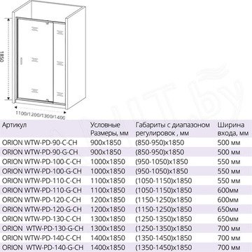 Душевой уголок Good Door Orion WTW-PD + SP C-CH 110