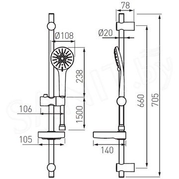 Душевой гарнитур Ferro Nessa N350B