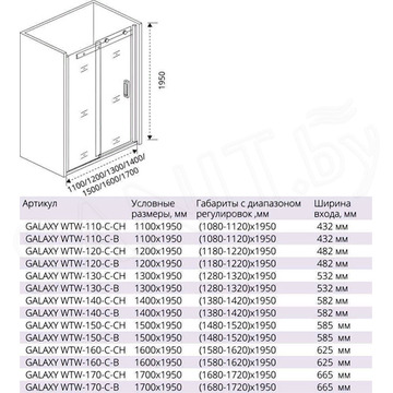 Душевой уголок Good Door Galaxy WTW + SP C-B 150 черный профиль