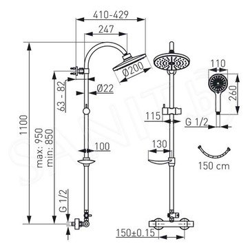 Душевая стойка Ferro Trinity NP71-TRM7U