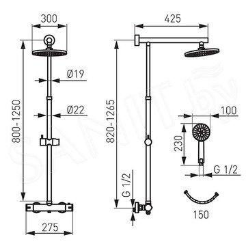 Душевая стойка Ferro Trevi Black NP75-TRV7U-BL