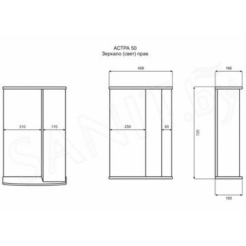 Шкаф-зеркало Misty Астра 50