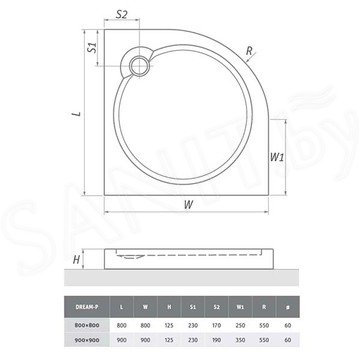 Душевой поддон Roth (Roltechnik) Project Sol Dream-P