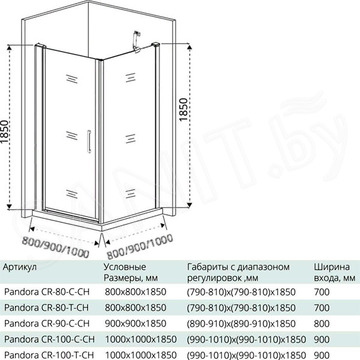 Душевой уголок Good Door Pandora DR + SP C-CH 80