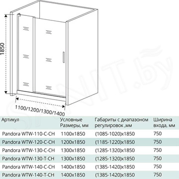 Душевой уголок Good Door Pandora WTW + SP C-CH 130