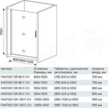 Душевой уголок Good Door Fantasy DR + SP C-CH 90