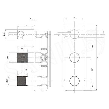 Смеситель встраиваемый Omnires Contour CT8035/1AT (2 функции)