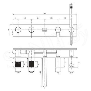 Смеситель встраиваемый Omnires Contour CT8037/1AT (2 функции)