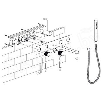 Смеситель встраиваемый Omnires Contour CT8037/1AT (2 функции)