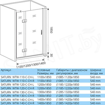 Душевой уголок Good Door Saturn WTW + SP C-CH 110