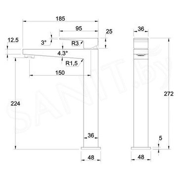Смеситель для умывальника Omnires Fresh FR7112MCR