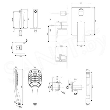 Душевая система скрытого монтажа Omnires Parma SYSPMW01BL
