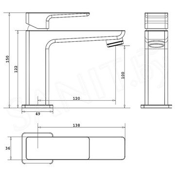 Смеситель для умывальника Omnires Parma PM7411IN с донным клапаном Click Clack