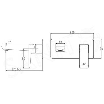 Смеситель встраиваемый Omnires Parma PM7415/1IN (1 функция) с донным клапаном Click Clack
