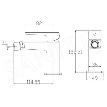 Смеситель для биде Omnires Parma PM7421IN с донным клапаном Click Clack