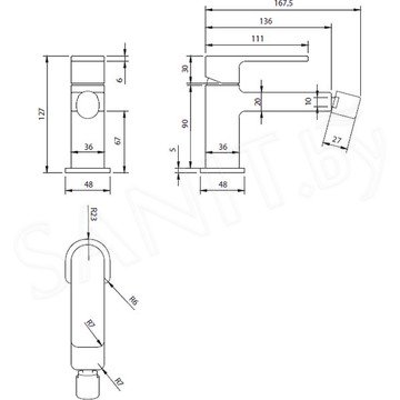 Смеситель для биде Omnires Baretti BA7820BL