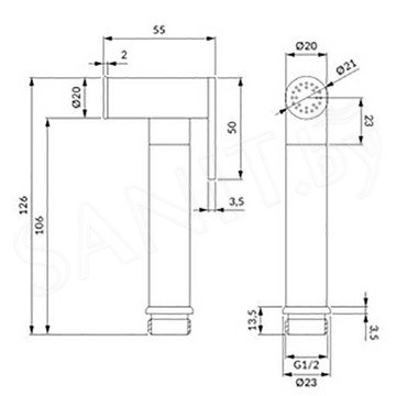 Смеситель встраиваемый Omnires Baretti SYSBABI1CR с гигиеническим душем