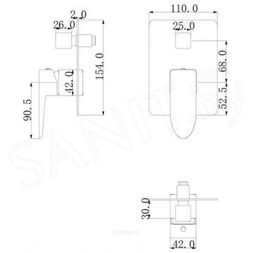 Смеситель встраиваемый Omnires Siena SN7335CR (2 функции)