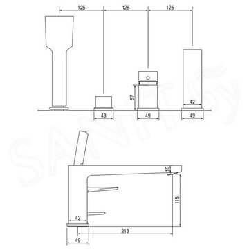 Смеситель на борт ванны Omnires Siena SN7332CR на 4 отверстия