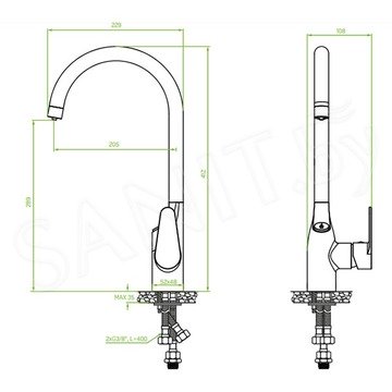 Смеситель для кухонной мойки Laveo Claro BAK_798D с подключением к фильтру воды