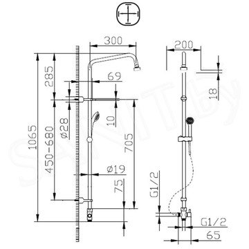 Душевая стойка Bravat Fit S D283CP-2A-RUS