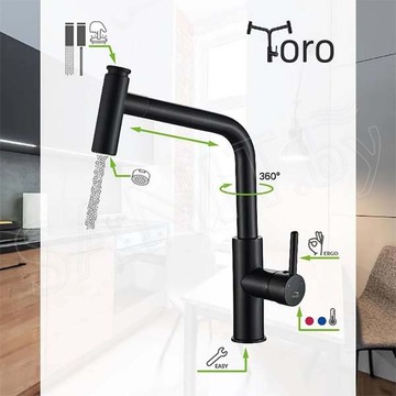 Смеситель для кухонной мойки Laveo Toro BAX_069D с выдвижным изливом
