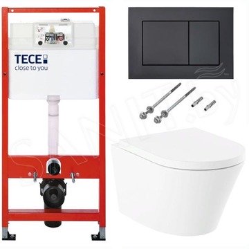 Система инсталляции для унитаза TECEbase kit 9400407 (9400414) c кнопкой и подвесным унитазом Lavinia Boho Biore Rimless 3304003R​​