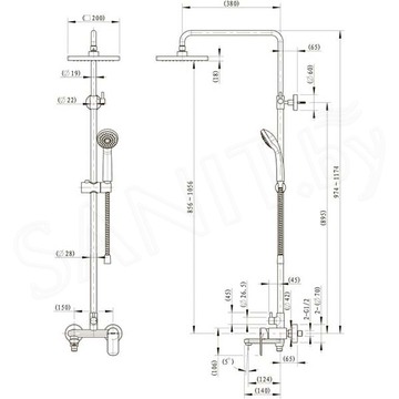 Душевая стойка Bravat Opal F6125183CP-A-RUS