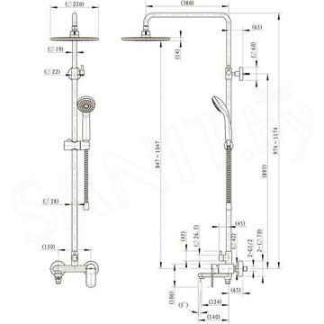 Душевая стойка Bravat Opal R F6125183CP-A2-RUS