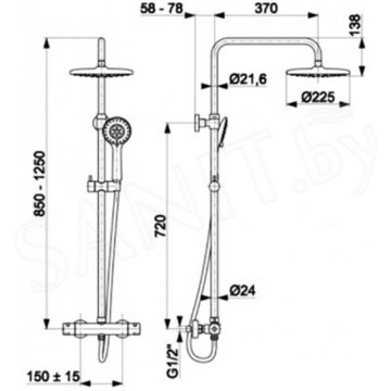 Душевая стойка Armatura Moza Black 5736-910-81 термостатическая