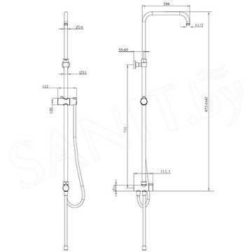 Душевая стойка Omnires Uni UN10041CR / UN10041SCR