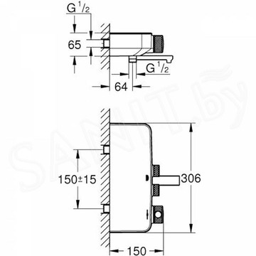 Смеситель для ванны Grohe Grohtherm SmartControl 34718000 термостатический