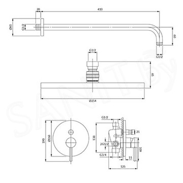Душевая система скрытого монтажа Omnires Y SYSY36GR