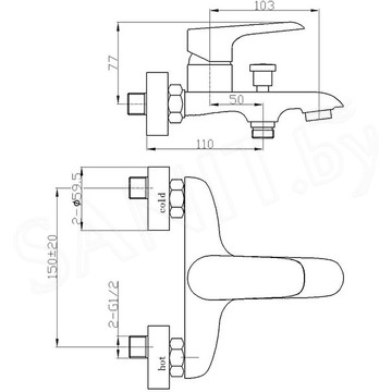 Смеситель для ванны WeltWasser WW MX BONN 303