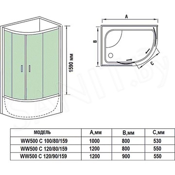 Душевой уголок WeltWasser WW500 С 159 L/R