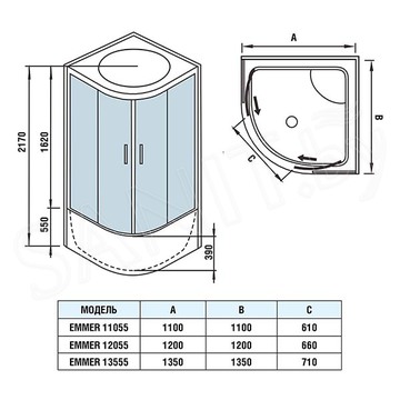 Душевая кабина WeltWasser WW500 Emmer 13555-2