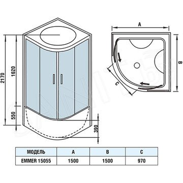 Душевая кабина WeltWasser WW500 Emmer 15055