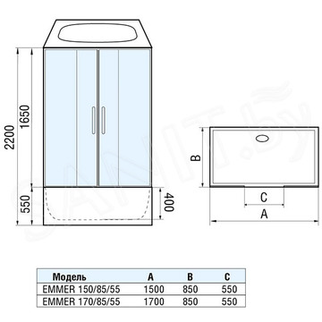 Душевая кабина WeltWasser WW500 Emmer 150/85/55 / 170/85/55