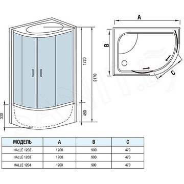 Душевая кабина WeltWasser WW500 Halle 1202 L/R