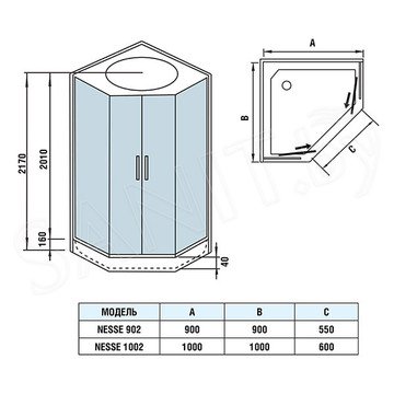 Душевая кабина WeltWasser WW500 Nesse 902 / 1002